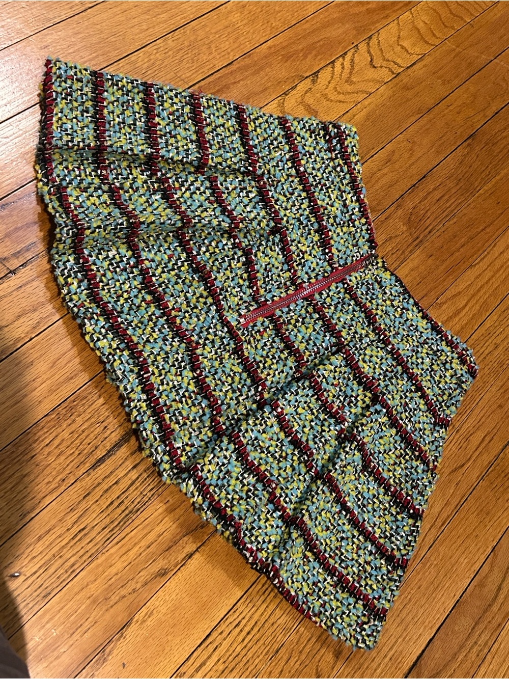 AKIRA Multicolor Tweed Skirt with Red Accent
